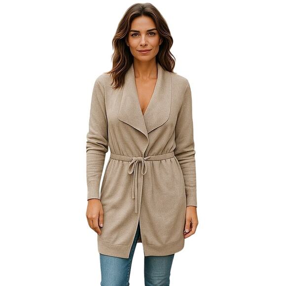 2/$30 Banana Republic Wool Blend Draped Cardigan Sweater Beige Size S - Picture 1 of 6